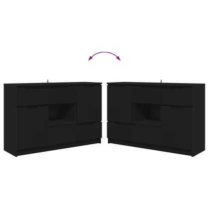 Служебен шкаф с чекмедже Черно 100 x 30 x 65,6 Инженерно дърво