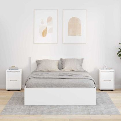 Нощни маси 2 pcs Бяло 30,5 x 30 x 43 см Инженерно дърво