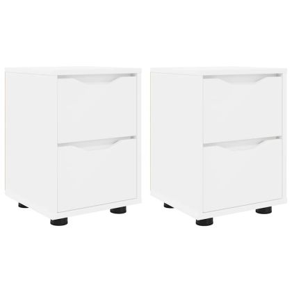 Нощни маси 2 pcs Бяло 30,5 x 30 x 43 см Инженерно дърво