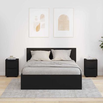 Нощни маси 2 pcs Черно 30,5 x 30 x 43 см Инженерно дърво