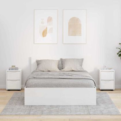 Нощни маси 2 pcs Лъскаво бяло 30,5 x 30 x 43 см Инженерно дърво