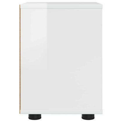 Нощни маси 2 pcs Лъскаво бяло 30,5 x 30 x 43 см Инженерно дърво