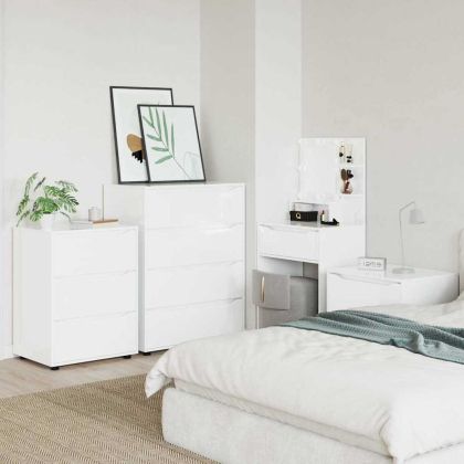 Шкаф за съхранение Лъскаво бяло 60 x 48 x 81 см Инженерно дърво