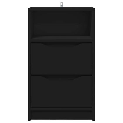 Нощно шкафче с чекмедже Черно 40 x 30 x 467 см Инженерно дърво