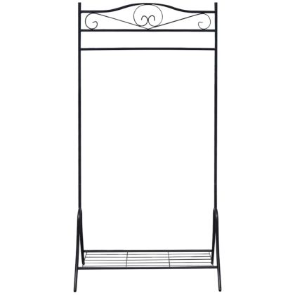 Щендер за дрехи, черен, стомана