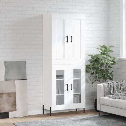 Висок шкаф, бял, 69,5x34x180 см, инженерно дърво