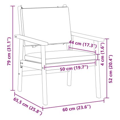 Градински стол 2 pcs Кафяво Масивна акациева дървесина