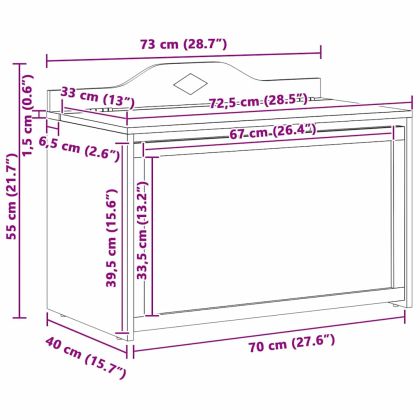 Кутия за играчки Сиво и бяло 73 x 33 x 55 см Инженерно дърво