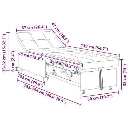 Разтегателен диван Тюркоаз 67 x 194 x 38 см Кадифе