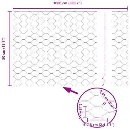 Шестоъгълна ограда Зелен 0.5 x 10 м Стомана