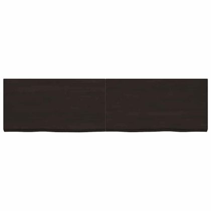 Стенен рафт тъмнокафяв 320x60x(2-6) см обработен масивен дъб