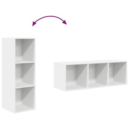 ТВ шкаф за стенен монтаж, бял, 37x37x107 см, инженерно дърво