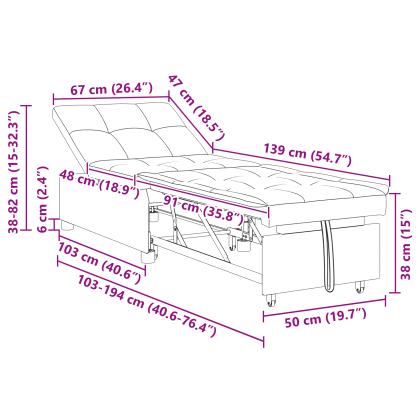 Диван легло Сив 194 x 67 x 37 см текстил