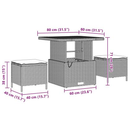 Градински Софа Комплект с възглавница 8 pcs Черно