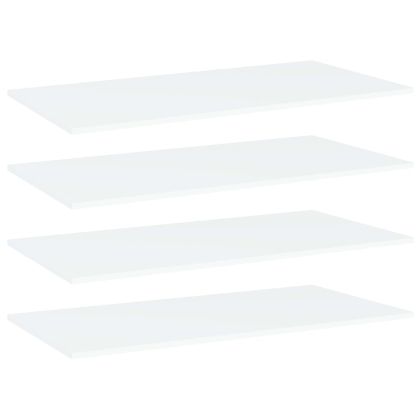 Рафтове за етажерка, 4 бр, бели, 80x20x1,5 см, инженерно дърво