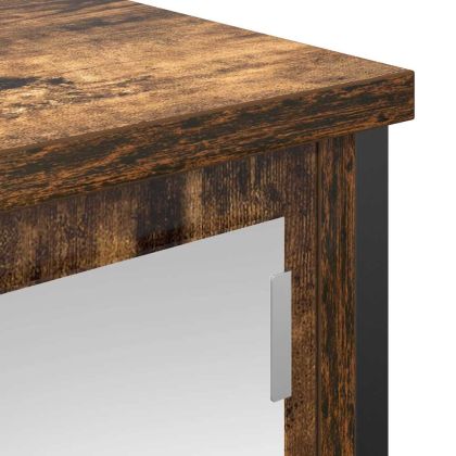 Стенен шкаф за баня с огледало опушен дъб 60x21x60 cm