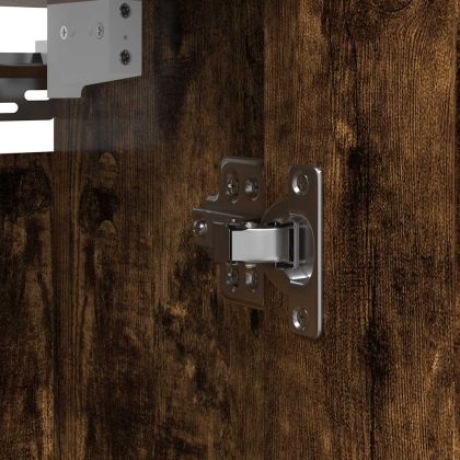 Стенен шкаф за баня с огледало опушен дъб 60x21x60 cm