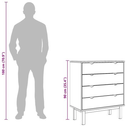 Шкаф с чекмеджета OTTA кафяво и бяло 76,5x39,5x90 см бор масив