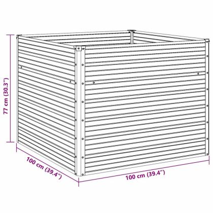 Повдигната леха, антрацит, 100x100x77 см, поцинкована стомана