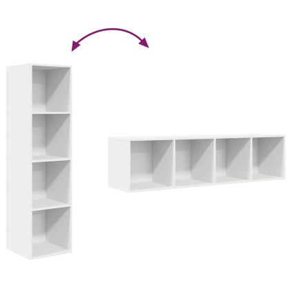 ТВ шкаф за стенен монтаж, бял, 37x37x142,5 см, инженерно дърво