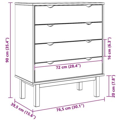Шкаф с чекмеджета OTTA кафяво и сиво 76,5x39,5x90 см бор масив