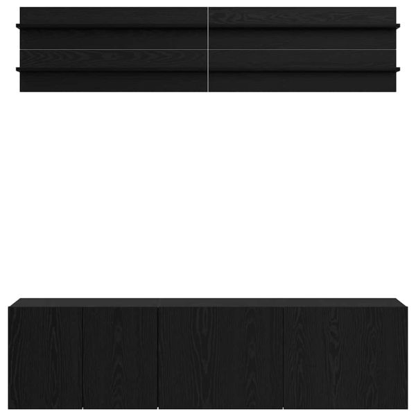 ТВ Единици Монтиране на стена 6 pcs Черен дъб Инженерно дърво