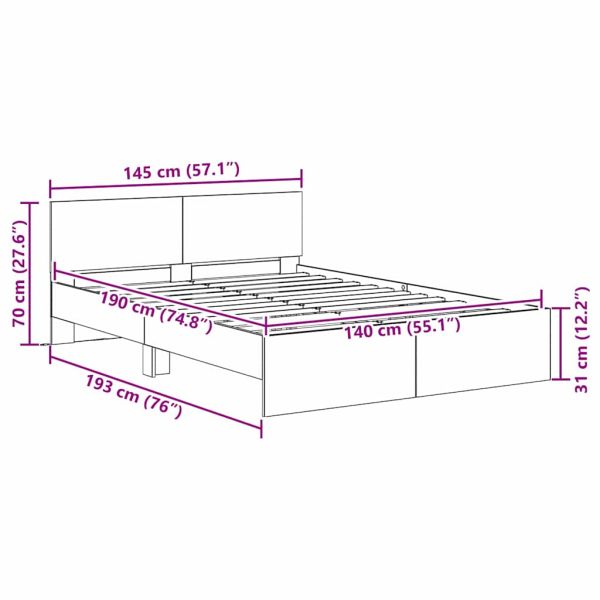 Рамка за легло Старо дърво 140 x 190 cm Инженерно дърво