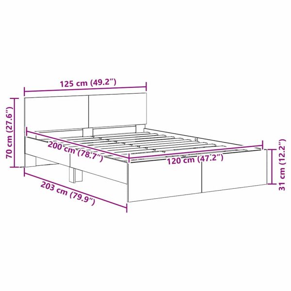 Рамка за легло с таблото Дъб 120 x 200 cm Инженерно дърво