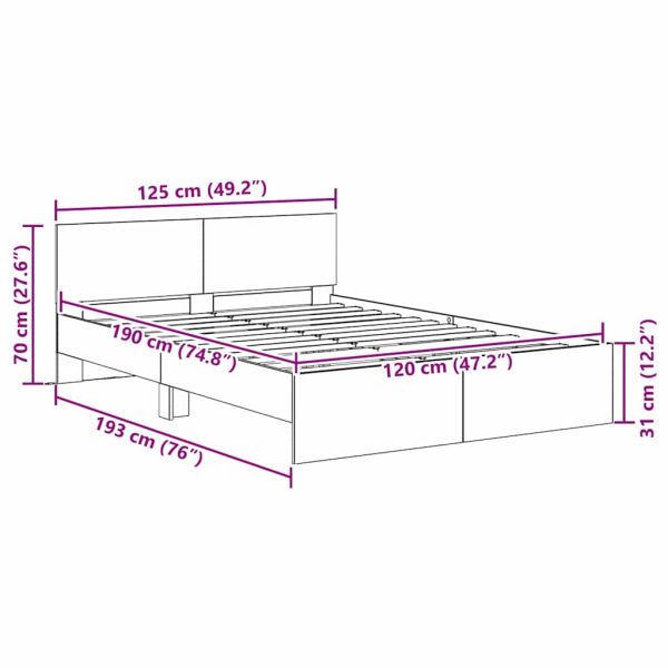 Рамка за легло Старо дърво 120 x 190 cm Инженерно дърво