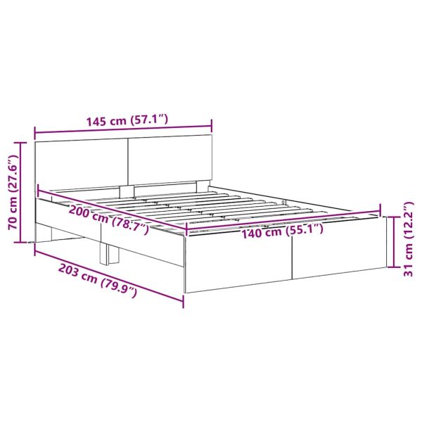 Рамка за легло Старо дърво 140 x 200 cm Инженерно дърво