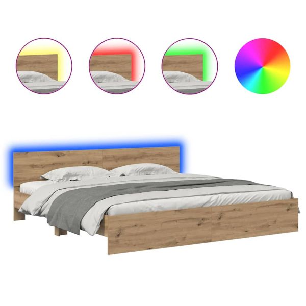 Рамка за легло с таблото Дъб 200 x 200 cm Инженерно дърво