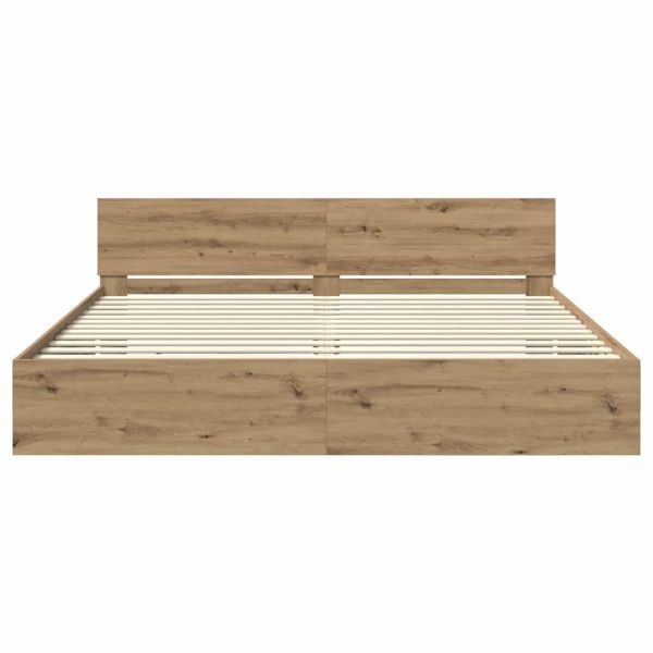 Рамка за легло с таблото Дъб 200 x 200 cm Инженерно дърво