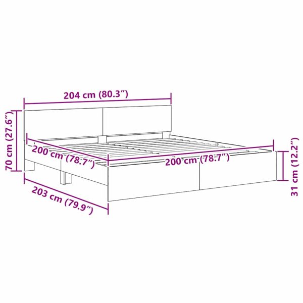 Рамка за легло с таблото Дъб 200 x 200 cm Инженерно дърво