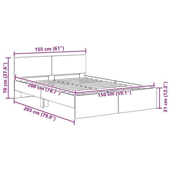 Рамка за легло Черния дъб 150 x 200 cm Инженерно дърво