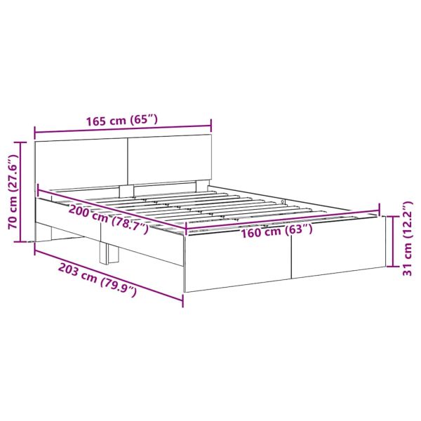 Рамка за легло Старо дърво 160 x 200 cm Инженерно дърво