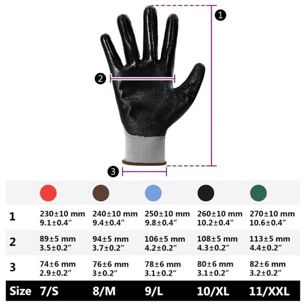 Работни ръкавици 12 pcs Сив и черен 8 / m Полиестер