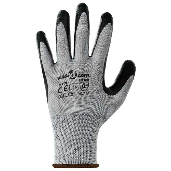 Работни ръкавици 24 pcs Сив и черен 8 / m Полиестер