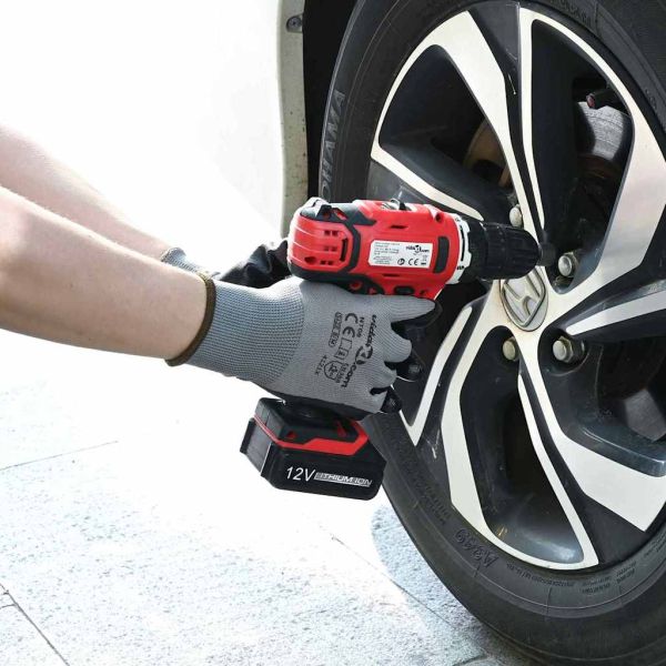 Работни ръкавици 12 pcs Сив и черен 10 / xl Полиестер