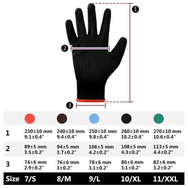 Работни ръкавици 24 pcs Черно 7 / S Полиестер