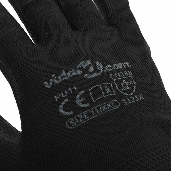 Работни ръкавици 12 pcs Черно 11 / XXL Полиестер