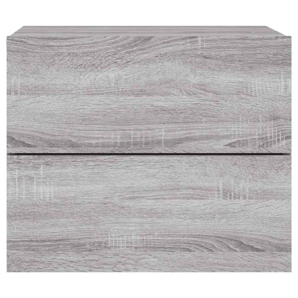 Нощно шкафче за стена с LED осветление, сив сонома