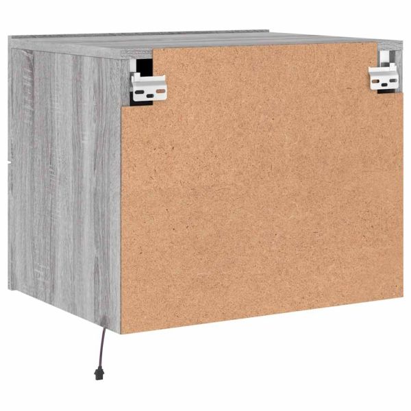 Нощно шкафче за стена с LED осветление, сив сонома