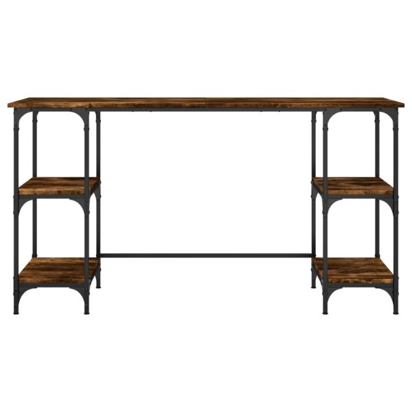 Бюро, опушен дъб, 140x50x75 см, метал и инженерно дърво