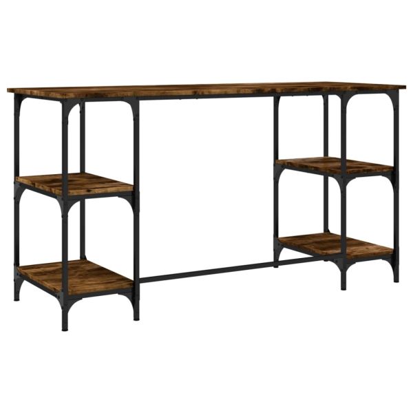 Бюро, опушен дъб, 140x50x75 см, метал и инженерно дърво