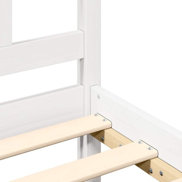 Рамка за легло, бяла, дърво масив, 100x200 см