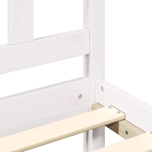 Рамка за легло, бяла, дърво масив, 120x200 см