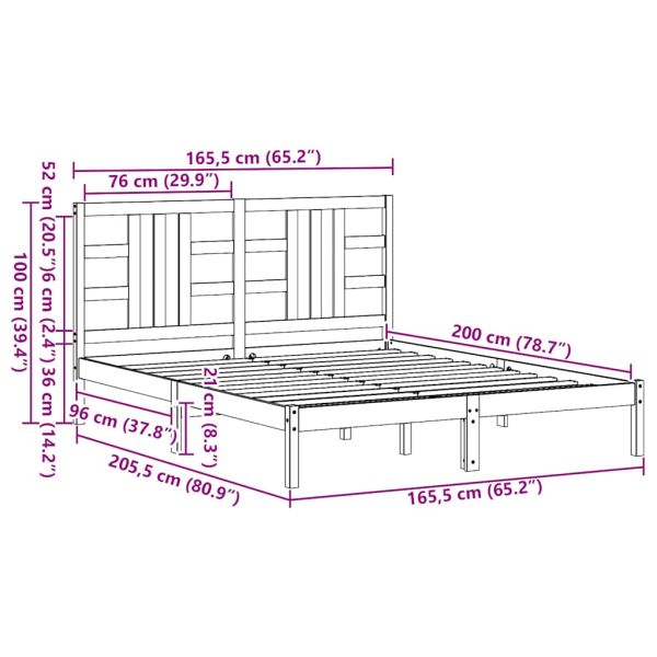 Рамка за легло, дърво масив, 160х200 см