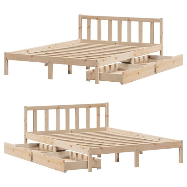 Рамка за легло без матрак, 120x190 см, масивна чамова дървесина