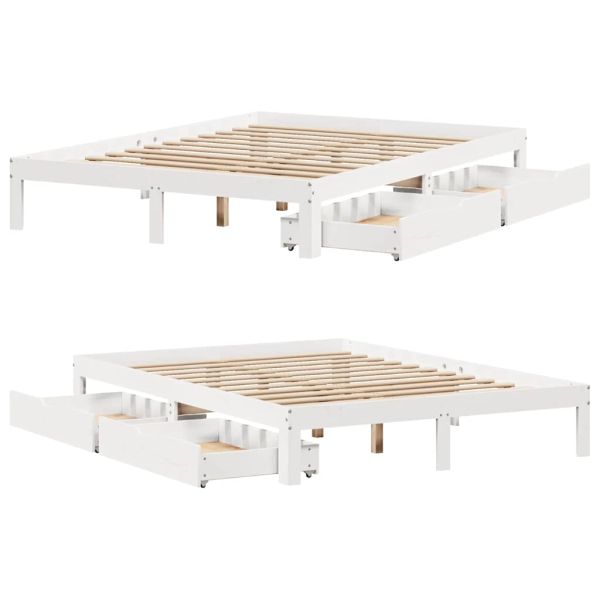 Рамка за легло, с чекмеджета, без матрак, бяла, 120x190 см