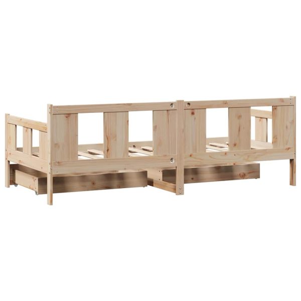 Дневно легло с чекмеджета, без матрак, 90x190 см, масивно дърво